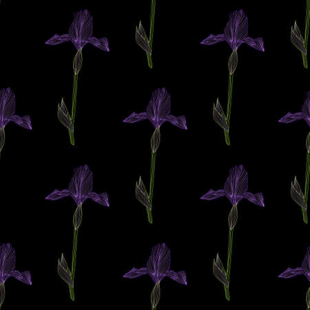 Elegant seamless pattern with iris flowers, design elements. Floral  pattern for invitations, cards,...