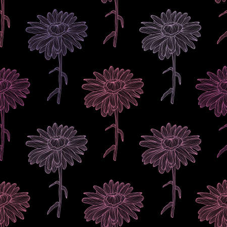 Elegant seamless pattern with chamomile flowers, design elements. Floral  pattern for invitations, cards, print, gift wrap, manufacturing, textile, fabric, wallpapersのイラスト素材