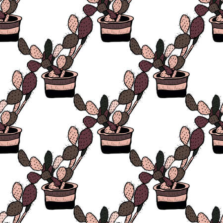 Elegant seamless pattern with cactus plants, design elements. Floral  pattern for invitations,...