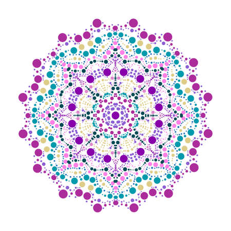Decorative colorful dot mandala, design element.のイラスト素材