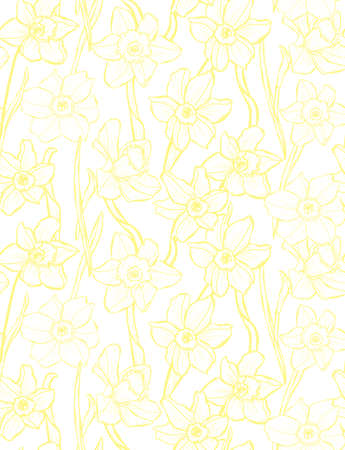 Elegant seamless pattern with daffodil flowers, design elements. Floral  pattern for invitations, cards, print, gift wrap, manufacturing, textile, fabric, wallpapersのイラスト素材