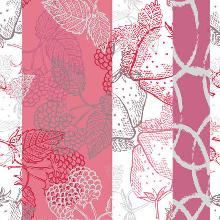Elegant seamless pattern with fruits, design elements. Food, kitchen, vegetarian theme