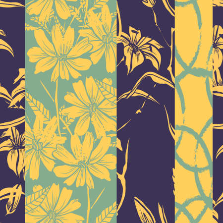 Elegant seamless pattern with lily and chamomile, design elements. Floral  pattern for invitations,...