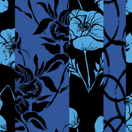 Elegant seamless pattern with poppy and peony, design elements. Floral  pattern for invitations, cards, print, gift wrap, manufacturing, textile, fabric, wallpapersのイラスト素材