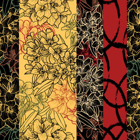 Elegant seamless pattern with oleander flowers, design elements. Floral  pattern for invitations,...