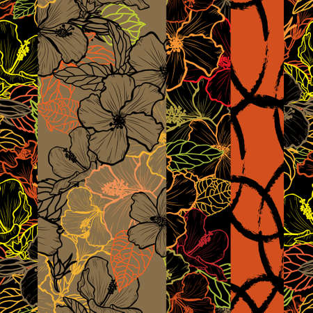 Elegant seamless pattern with hibiscus flowers, design elements. Floral  pattern for invitations, cards, print, gift wrap, manufacturing, textile, fabric, wallpapersのイラスト素材