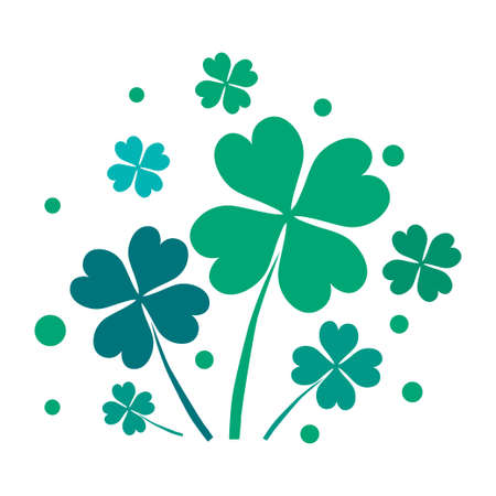 Decorative four leaf clovers, design elements. Can be used for cards, invitations, banners, posters, print design. Floral background. St Patricks dayのイラスト素材