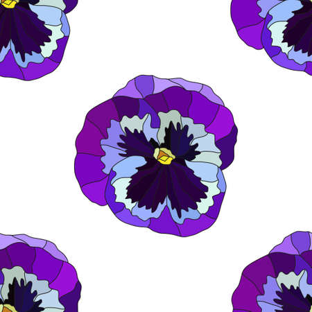 Elegant seamless pattern with blue pansy flowers, design elements. Floral  pattern for invitations, cards, print, gift wrap, manufacturing, textile, fabric, wallpapersのイラスト素材