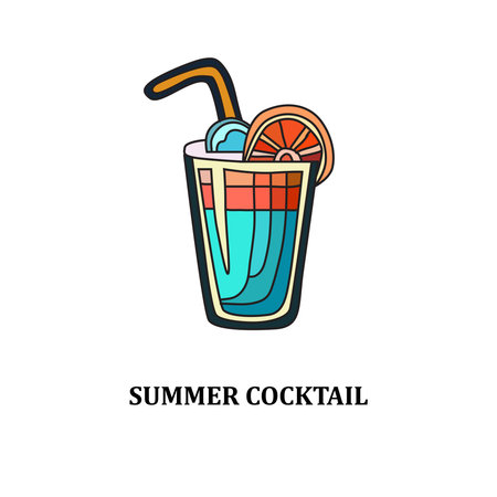 Summer cocktail drink, design element. Can be used for cards, invitations, banners, posters, print design. vacation, holidays backgroundのイラスト素材