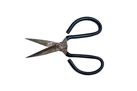 Old rusty scissors (isolated on white background)