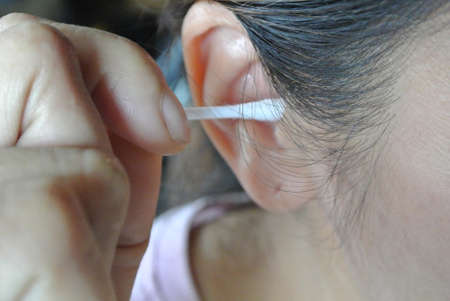 Cotton bud and womanの写真素材