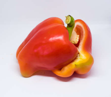 red, pepper, paprika, half, isolated, capsicum, white, slice, sliced, health, lifestyle, bell, background, sweet, cut, green, healthy, object, nobody, group, tasty, vegetable, snack, vegetarian, pieceの写真素材