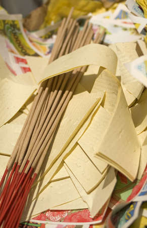 Offerings to be burned at Qing Ming Festival, Malaysiaの写真素材