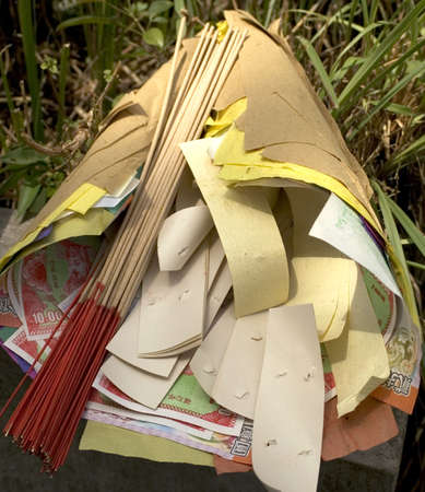 Offerings to be burned at Qing Ming Festival, Malaysiaの写真素材