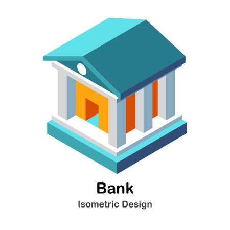 Bank building Isometric Illustrationのイラスト素材
