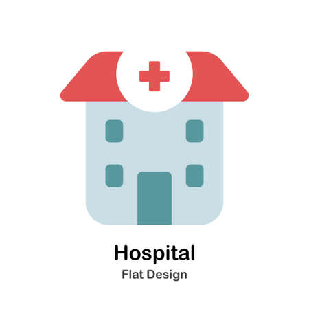 Hospital In Flat Vector Illustration Design Iconのイラスト素材