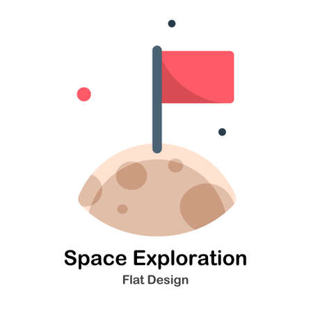 Space Exploration In Flat Vector Illustration Design Iconのイラスト素材