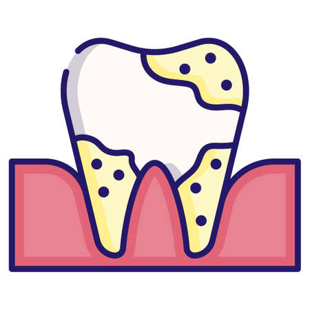 Tooth plaque vector illustration in LineColor designのイラスト素材