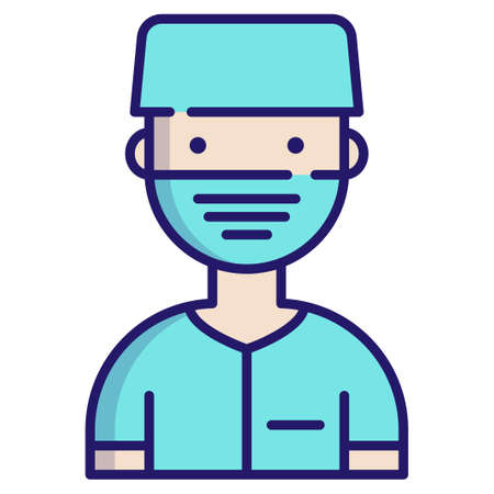 Dentist with mask vector illustration in LineColor design