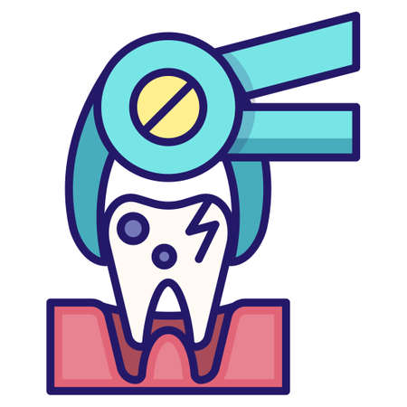 Tooth extraction vector illustration in LineColor designのイラスト素材
