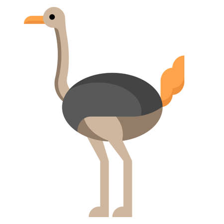 Ostrich vector illustration in flat color designのイラスト素材