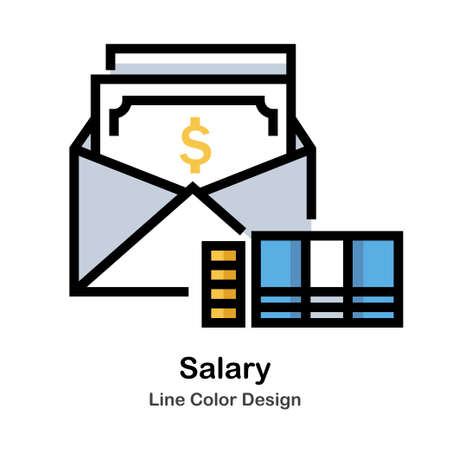 Money and Envelop Line Color Iconのイラスト素材