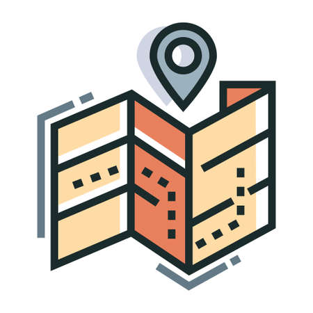 Map and pin Line color iconのイラスト素材