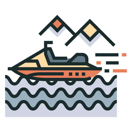 Jetsk Line Color Icon Design Vector Illustrationのイラスト素材
