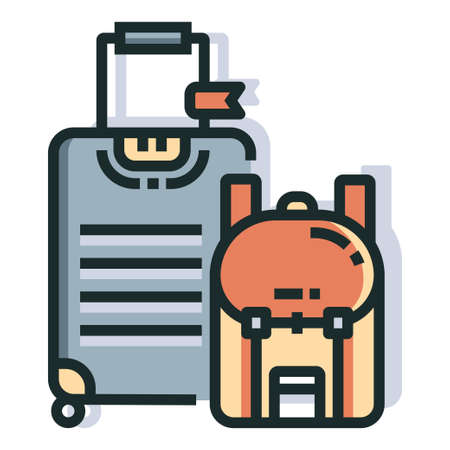 Baggages Line color iconのイラスト素材