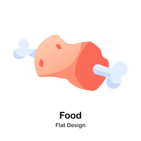 Food With Bone flat color design vector illustrationのイラスト素材