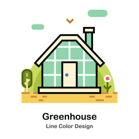 Greenhouse for growing plants In Line Color Design illustrationのイラスト素材
