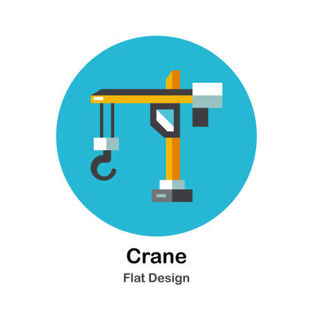 Yellow mechanical crane In Flat Color Design Vector Illustrationのイラスト素材