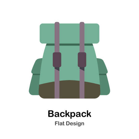 Travel Backpack In Flat Color Design Vector Illustrationのイラスト素材