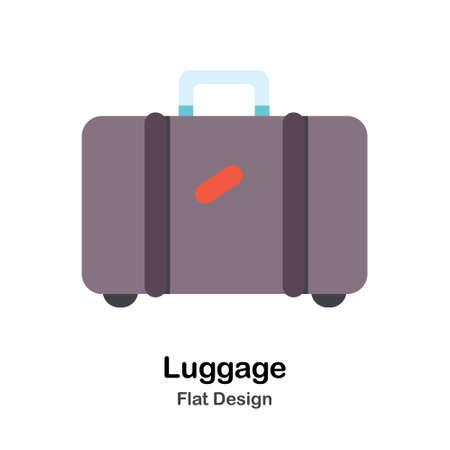 Suitcase In Flat Color Design Vector Illustrationのイラスト素材
