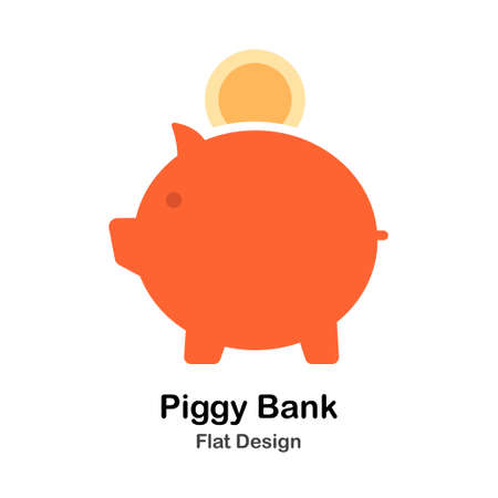 Piggy Bank In Flat Color Design Vector Illustrationのイラスト素材