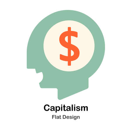 Capitalism Idea In Flat Color Design Vector Illustrationのイラスト素材
