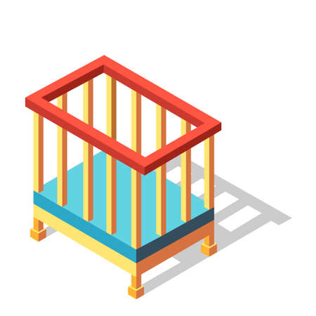 Infant bed vector illustration in isometric designのイラスト素材