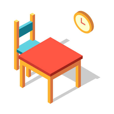 Dining table vector illustration in isometric designのイラスト素材