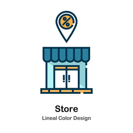 Store Icon In Lineal Color Design Vector Illustrationのイラスト素材