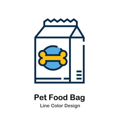 Pet Food Bag Icon In Line Color Design Vector Illustrationのイラスト素材
