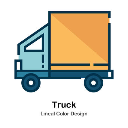 Truck Icon In Lineal Color Design Vector Illustrationのイラスト素材
