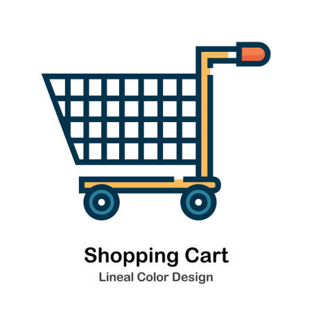 Shopping Cart Icon In Lineal Color Design Vector Illustrationのイラスト素材