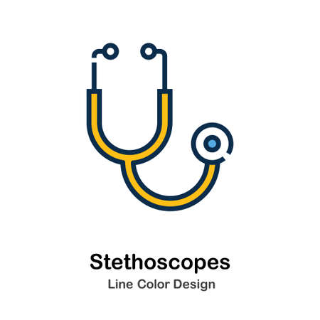 Stethoscope Icon In Line Color Design Vector Illustrationのイラスト素材