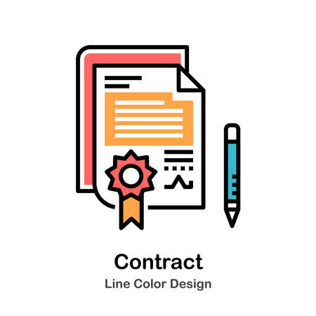 Contract Icon In Line Color Design Vector Illustrationのイラスト素材