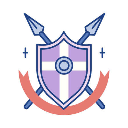 Shield and pikes Line color illustrationのイラスト素材