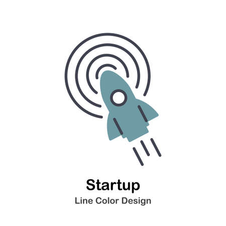 Startup Icon In Lineal Color Design Vector Illustrationのイラスト素材
