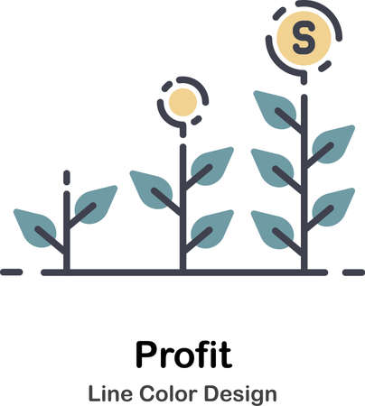 Profit Icon In Lineal Color Design Vector Illustrationのイラスト素材