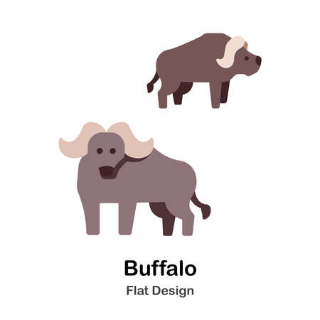 Buffalo Icon In Flat Color Design Vector Illustrationのイラスト素材