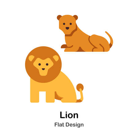 Lion flat illustrationのイラスト素材