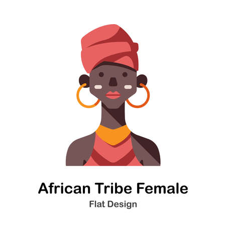 African Tribe Female Icon In Flat Color Design Vector Illustrationのイラスト素材